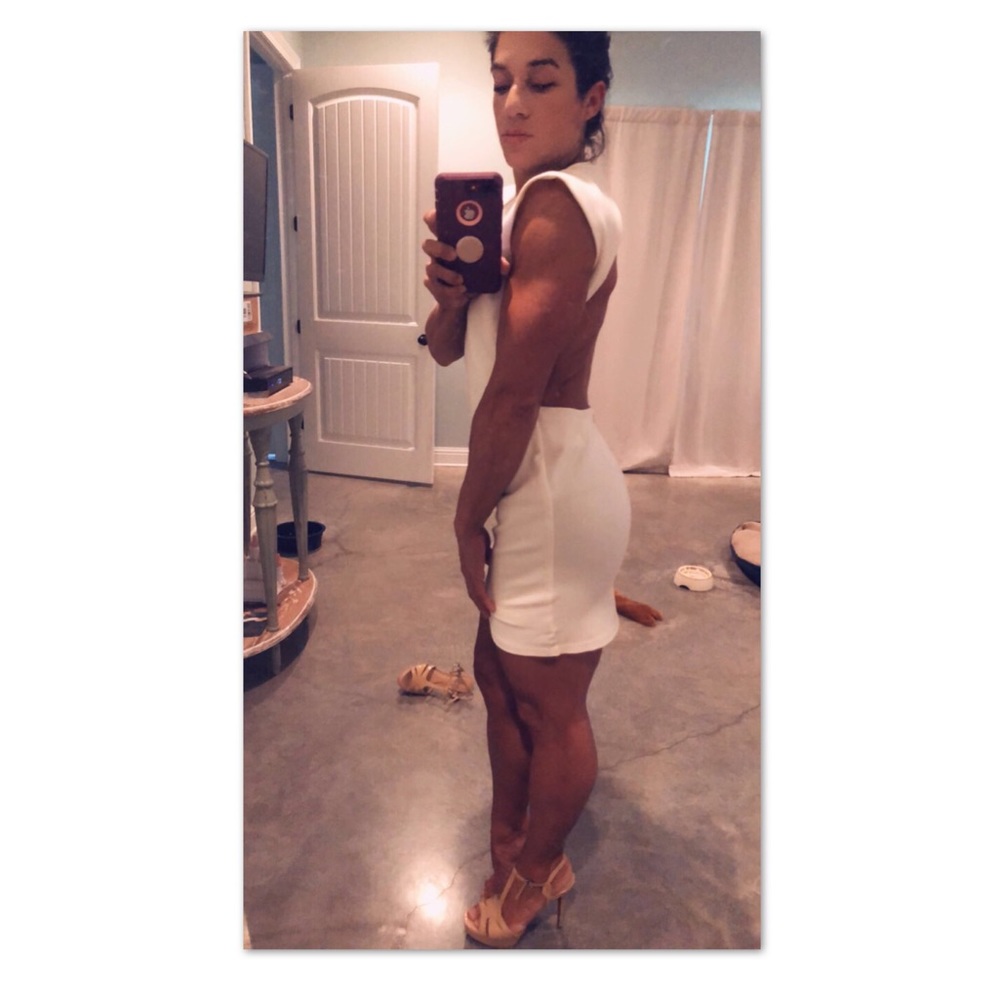 Backless white dress